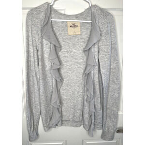 Hollister Y2K Women's Ruffle Open Front Cardigan Sweater Sz L 90s Preppy